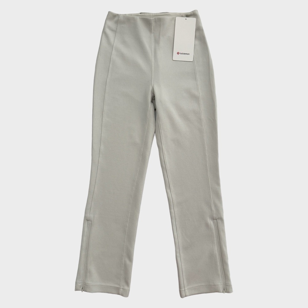 Lululemon Ribbed Softstreme Zip Leg High-Rise Cropped Pant 25" - Bone, Size 2